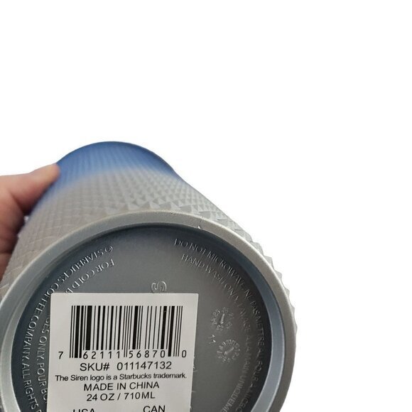 Starbucks Gradient Blue‎ Silver Hombre Studded Bling 240z Tumbler 2023 Winter - Picture 6 of 9